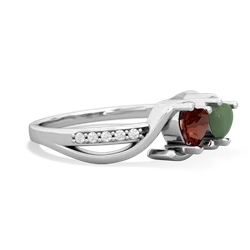 Garnet Side By Side 14K White Gold ring R3090