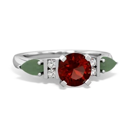 Garnet 6Mm Round Eternal Embrace Engagement 14K White Gold ring R2005