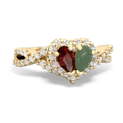 Garnet Diamond Twist 'One Heart' 14K Yellow Gold ring R2640HRT