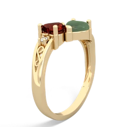 Garnet Snuggling Hearts 14K Yellow Gold ring R2178