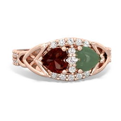 Garnet Sparkling Celtic Knot 14K Rose Gold ring R2645