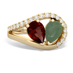 Garnet Nestled Heart Keepsake 14K Yellow Gold ring R5650