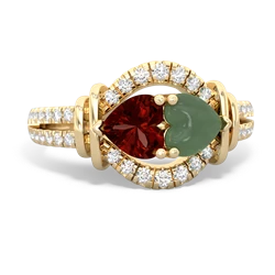 Garnet Art-Deco Keepsake 14K Yellow Gold ring R5630