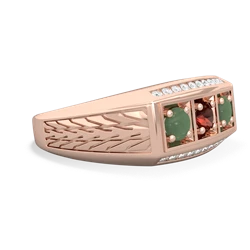 Garnet Three Stone Tire Tread Men's 14K Rose Gold ring R0520