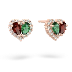 Garnet Halo 14K Rose Gold earrings E7008