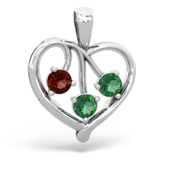 Garnet Glowing Heart 14K White Gold pendant P2233