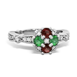 Garnet Sparkling Tiara Cluster 14K White Gold ring R26293RD