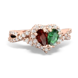 Garnet Diamond Twist 'One Heart' 14K Rose Gold ring R2640HRT