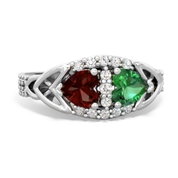 Garnet Sparkling Celtic Knot 14K White Gold ring R2645