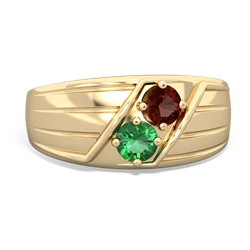 Garnet Men's Streamline 14K Yellow Gold ring R0460