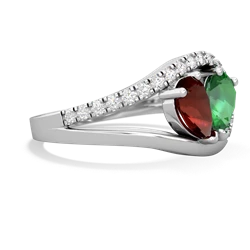 Garnet Nestled Heart Keepsake 14K White Gold ring R5650