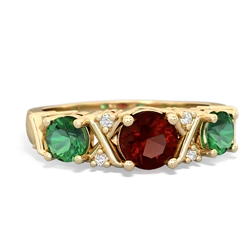 Garnet Hugs And Kisses 14K Yellow Gold ring R5016