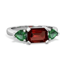 Garnet Three Stone 14K White Gold ring R5235