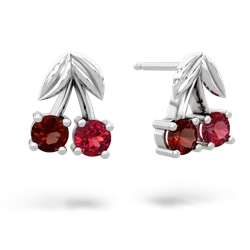 Garnet Sweet Cherries 14K White Gold earrings E7001