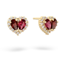 Garnet Halo 14K Yellow Gold earrings E7008