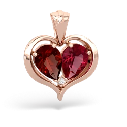 Garnet Two Become One 14K Rose Gold pendant P5330