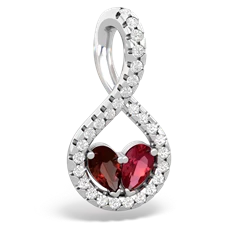 Garnet Pave Twist 'One Heart' 14K White Gold pendant P5360