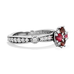 Garnet Sparkling Tiara Cluster 14K White Gold ring R26293RD