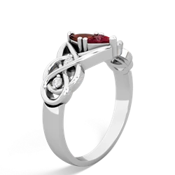 Garnet Keepsake Celtic Knot 14K White Gold ring R5300