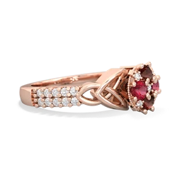 Garnet Celtic Knot Cluster Engagement 14K Rose Gold ring R26443RD