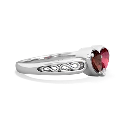 Garnet Filligree 'One Heart' 14K White Gold ring R5070