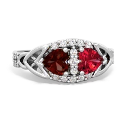 Garnet Sparkling Celtic Knot 14K White Gold ring R2645