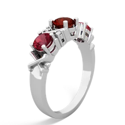 Garnet Hugs And Kisses 14K White Gold ring R5016