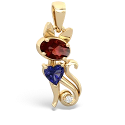 Garnet Kitten 14K Yellow Gold pendant P5780