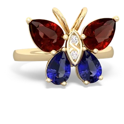 Garnet Butterfly 14K Yellow Gold ring R2215