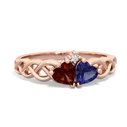 Garnet Heart To Heart Braid 14K Rose Gold ring R5870