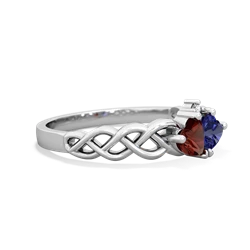 Garnet Heart To Heart Braid 14K White Gold ring R5870