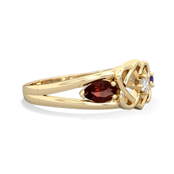 Garnet Hearts Intertwined 14K Yellow Gold ring R5880