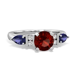 Garnet 6Mm Round Eternal Embrace Engagement 14K White Gold ring R2005