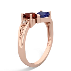 Garnet Snuggling Hearts 14K Rose Gold ring R2178