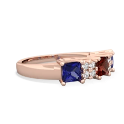 Garnet Three Stone Diamond Cluster 14K Rose Gold ring R2592