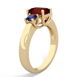 Garnet Three Stone Emerald-Cut Trellis 14K Yellow Gold ring R4021