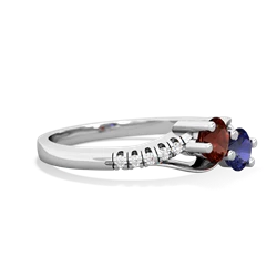 Garnet Infinity Pave Two Stone 14K White Gold ring R5285