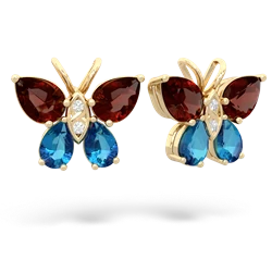 Garnet Butterfly 14K Yellow Gold earrings E2215