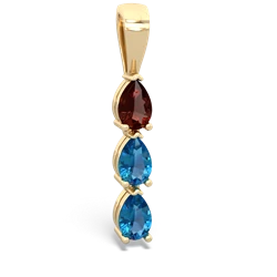 Garnet Dew Drops 14K Yellow Gold pendant P2251