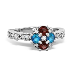 Garnet Sparkling Tiara Cluster 14K White Gold ring R26293RD