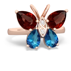 Garnet Butterfly 14K Rose Gold ring R2215