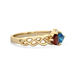 Garnet Heart To Heart Braid 14K Yellow Gold ring R5870