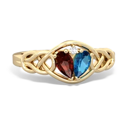 Garnet Celtic Love Knot 14K Yellow Gold ring R5420