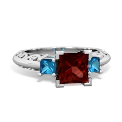 Garnet Eternal Embrace Engagement 14K White Gold ring C2001