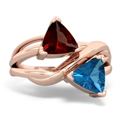 Garnet Split Band Swirl 14K Rose Gold ring R2341