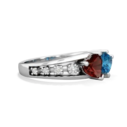 Garnet Heart To Heart 14K White Gold ring R3342