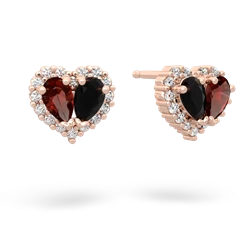 Garnet Halo 14K Rose Gold earrings E7008