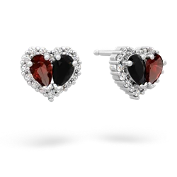 Garnet Halo 14K White Gold earrings E7008