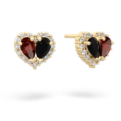 Garnet Halo 14K Yellow Gold earrings E7008