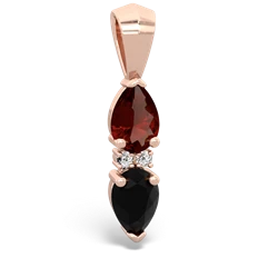 Garnet Bowtie Drop 14K Rose Gold pendant P0865